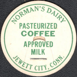 #DC251 - Norman's Dairy Pasteurized Coffee Approved Milk Bottle Cap - Jewett City, CT