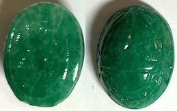 #BEADS0880 - 16mm Green Matrix Glass Scarab Cabochon