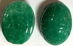 #BEADS0880 - 16mm Green Matrix Glass Scarab Cab...