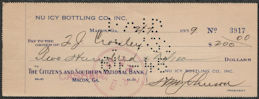 #SOZ130 - 1930s Nu Icy Bottling Company Check -...