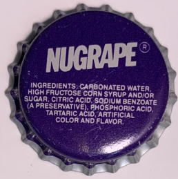 #BF335.1 - Group of 10 Plastic Lined Nugrape Soda Bottle Caps - Coca Cola
