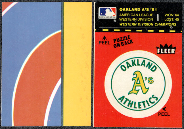#BA152 - Group of 3 Fleer Oakland Athletics Team Logo Insert Puzzle Cards