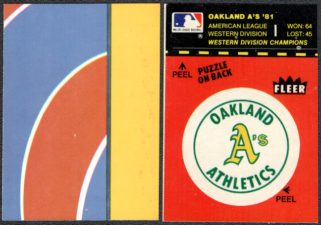 #BHSports152 - Group of 4 Fleer Oakland Athletics Team Logo Insert Puzzle Cards