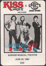 ##MUSICBP0661 - Oakridge Boys OTTO Cloth Radio Pass from the from the 1984 Concert at Sunrise Musical Theatre