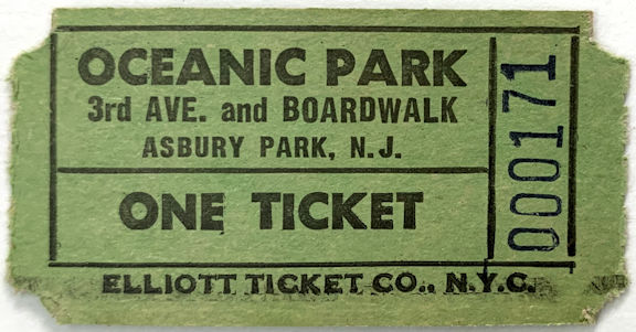 #MISCELLANEOUS369 -  Unused Oceanic Park Ticket - Asbury Park, N.J.