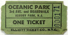 #MISCELLANEOUS369 -  Unused Oceanic Park Ticket - Asbury Park, N.J.