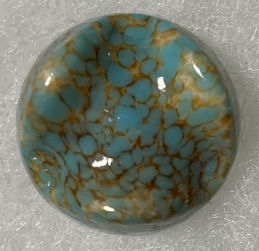 #BEADS0985 - Large thick unusual  shaped 22mm Turquoise and Brown Swirl Glass Cabochon - Cherry Brand