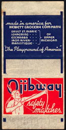 #UPaper166  - Ojibway Safety Match Box Wrapper - Indian