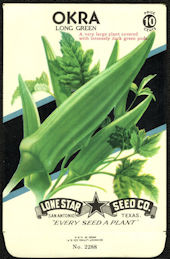 #CE064.1 - Long Green Okra Lone Star 10¢ Seed Pack - As Low As 50¢