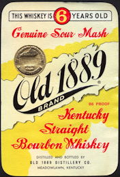 #ZLW140 - Old 1889 Kentucky Straight Bourbon Wh...
