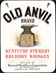 #ZLW172 - Uncommon Old Anvil Brand Kentucky Straight Bourbon Whiskey Bottle Label