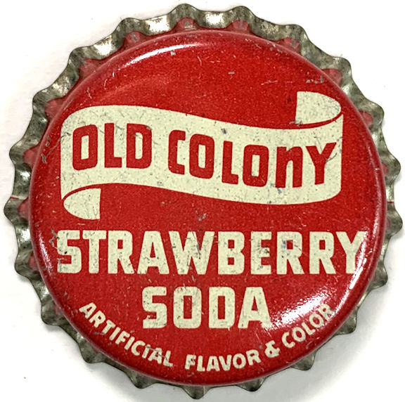 #BF283 - Group of 10 Cork Lined Old Colony Strawberry Soda Bottle Caps