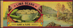 #ZLCA170 - Very Early (1890s) Olney and Floyd Brand Lima Beans Can Label