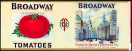 #ZLCA278 - Scarce Broadway Tomatoes Can Label