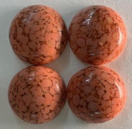 #BEADS1110 - Group of Four 18mm Diameter Orange Coral Matrix Glass Cabochons
