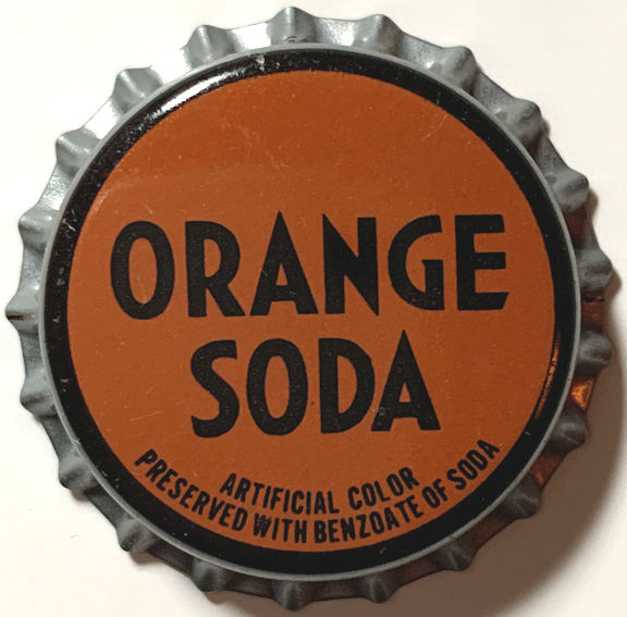 #BF266 - Group of 10 Plastic Lined Orange Soda Bottle Caps