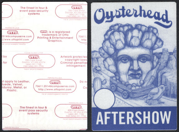 ##MUSICBP0660 - Oysterhead OTTO Cloth Backstage After Show Pass from the from the 2001 Grand Pecking Order Tour