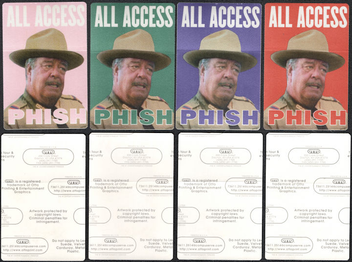 ##MUSICBP0019 - Four Different Colored Jackie Gleason All Access PHISH OTTO BackStage Passes