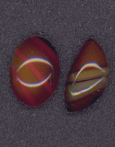 #BEADS0276 - Pair of Two Different Tiger Eye Type Cabochons