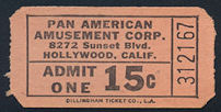 #MS279 - 1950s Ride Ticket for Pan American Amusements in Hollywood, CA - As low as 25¢