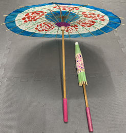 #TY931 - Large Very Old Wood and Crepe Child's Parasol - Japan