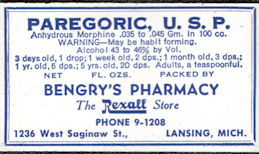#ZBOT233 - Rexall Paregoric Bottle Label - Morphine Label