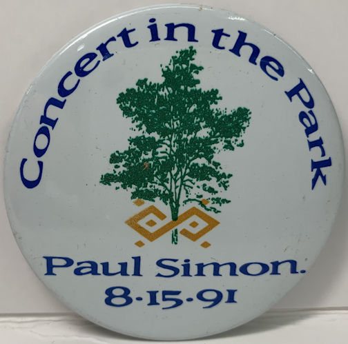 ##MUSICBG0124 - Large Paul Simon Pinback for 8/15/1991 Concert in the Park