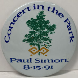 ##MUSICBQ0124 - Large Paul Simon Pinback for 8/15/1991 Concert in the Park