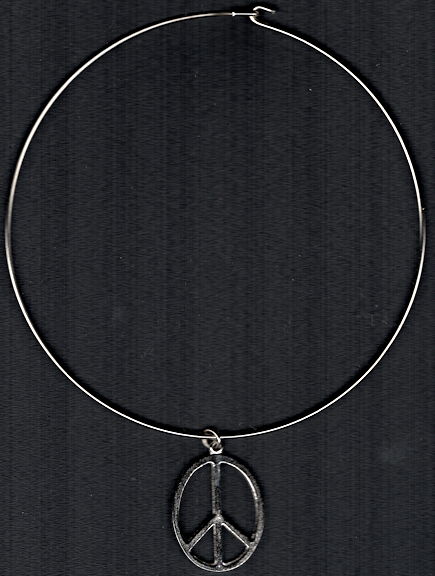 #MSH039 - Silver Colored Hippie Era Peace Sign Choker