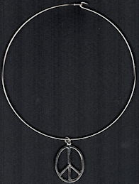 #MSH039 - Silver Colored Hippie Era Peace Sign Choker