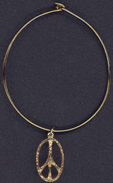 #MSH030 - Gold Colored Hippie Era Bracelet with Elongated Peace Symbol - As low as $1.00 each
