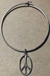 #BEADS0995 - Silver Colored Hippie Era Peace Sign Bracelet