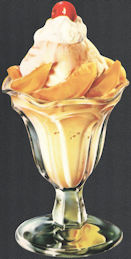 #SIGN240 - Diecut Diner Sign of a Peach Sundae with Whipped Cream and a Cherry on Top