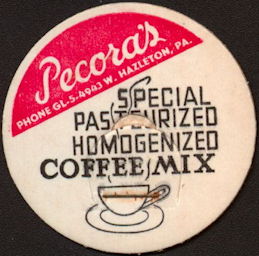#DC183 - Pecora's Special Coffee Mix Milk Bottle Cap - Hazleton, PA
