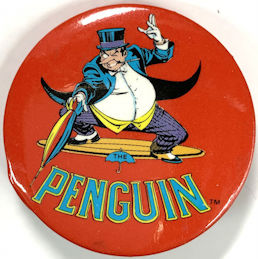 #CH517 - Rare Licensed 1982 Penguin (Batman) Pinback - Licensed DC Comics