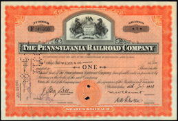 #ZZStock005 - Pennsylvania Railroad Company Stock Certificate - Horse Logo