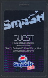 ##MUSICBP0299  - 2002 Laminated OTTO Guest Backstage Pass for the 2004 Pepsi Smash Concert that Featured Destiny's Child and Kanye West