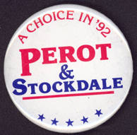 #PL287 - Ross Perot & Stockdale Pinback from the 1992 Election