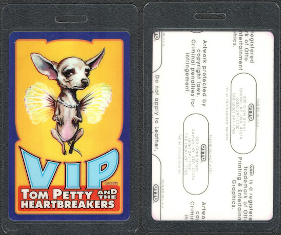 ##MUSICBP0770  - Rare Tom Petty and the Heartbreakers Laminated VIP OTTO Backstage VIP Pass from the 1995 Dogs with Wings Tour