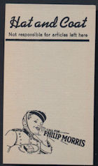 #TOP061 - Group of 4 Philip Morris Hat and Coat Check Cards