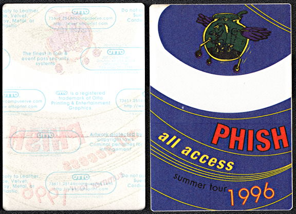 ##MUSICBP0524 - PHISH All Access OTTO Cloth Backstage Pass from the 1996 Summer Tour