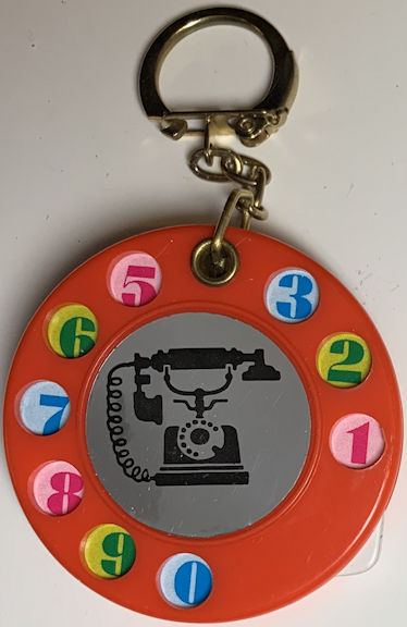#TY771 - Group of 4 Keychains with Old Telephone Pictured - Tabs Flip out to Write Your Phone Numbers