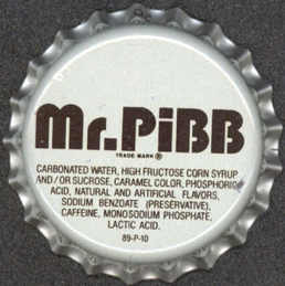 #BC068  - Group of 10 Mr. Pibb Soda Bottle Caps - Coca Cola Product - White and Black Version - As low as 5¢ each