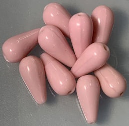 #BEADS0941 - Group of 12 Teardrop Shaped 14mm Pink Drop Beads