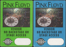 ##MUSICBP0854 - Pair of Two Different Colored Pink Floyd OTTO Cloth Vendor Passes from the 1994 Division Bell Tour