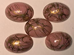 #BEADS1111 - Group of Five 18mm Oblong Glass Scribble Design Cabochons