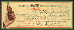 #CC364 - 1947 Coke Check with Hand Holding Bott...