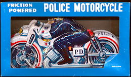 #TY025 - Large Tin Toy Friction Police Motorcycle in Original Box