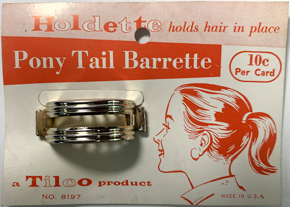 #CS505 - Holdette Brand Carded 10¢ Pony Tail Barrette - Made in USA