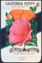 #CE026 - Brilliantly Colored Stone Litho Lone Star California Poppy 10¢ Seed Pack - As Low As 50¢ each